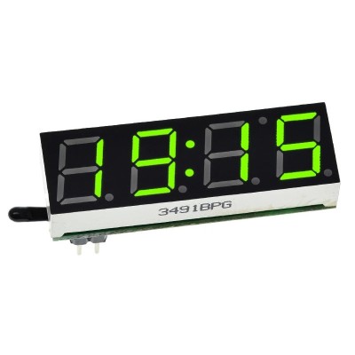 Ceas digital RX8025T cu LED VERDE, afiseaza timpul, temperatura si tensiunea foto