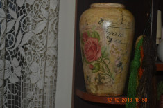 Vaza ceramica decorata handmade - decoupage foto
