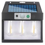 Lampa Solara Led cu Senzor de Miscare 15x16cm de Perete, cu 3 Becuri