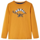 Tricou pentru copii cu m&acirc;neci lungi ocru &icirc;nchis 92