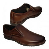Pantofi barbatesti romanesti din piele naturala fara siret negru maro bleumarin, 39 - 45