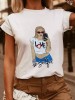 Tricou Alb din Bumbac Selfie