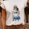 Tricou Alb din Bumbac Selfie