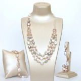 Cumpara ieftin Set Bijuterii Perle Cultura Multicolore Argint 925 Placat Aur Roz Eternal (Colier, Bratara, Inel, Cercei) Made in Italy