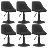 Gossi scaune de sufragerie pivotante 6 buc, negru, catifea