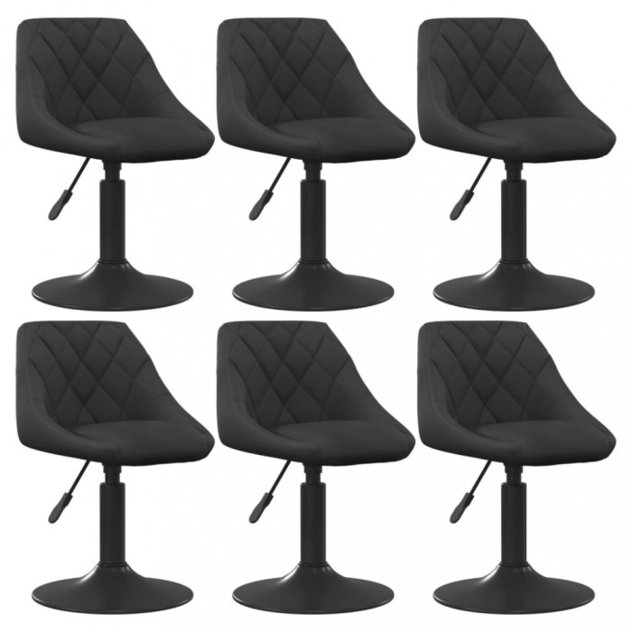 Gossi scaune de sufragerie pivotante 6 buc, negru, catifea