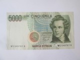 Italia 5000 Lire 1985 &icirc;n stare foarte bună,bancnota din imagini