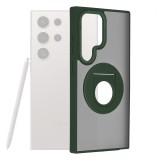 Husa magsafe compatibila samsung galaxy s24 ultra, atasare magnetica, ghost holder, matte green
