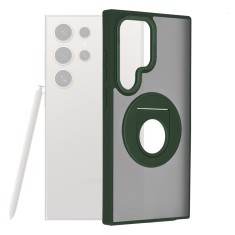 Husa magsafe compatibila samsung galaxy s24 ultra, atasare magnetica, ghost holder, matte green foto