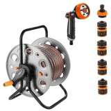 Tambur, rola, cu furtun gradina, antirasucire, pistol de stropit, accesorii, 1/2&quot;, 20 m, NEO
