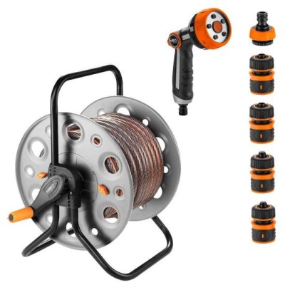 Tambur, rola, cu furtun gradina, antirasucire, pistol de stropit, accesorii, 1/2&amp;quot;, 20 m, NEO GartenVIP DiyLine foto