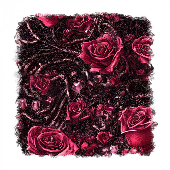 Sticker decorativ, Trandafiri, Rosu, 55 cm, 9369ST