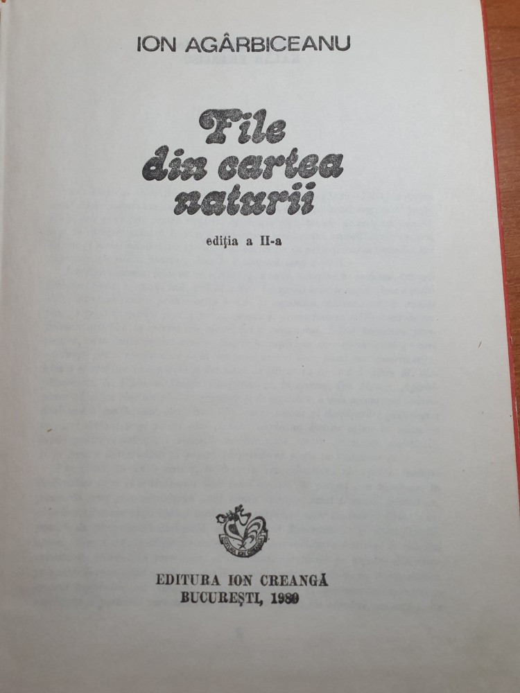 File din cartea naturii - ion agarbiceanu din anul 1980 | Okazii.ro