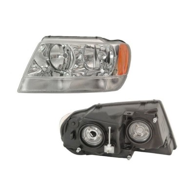 Far JEEP GRAND CHEROKEE (WJ/WG), 05.1999-12.2004, partea Stanga, TYC, Tip=USA; tip bec HB3A+HB4A; manual; lucas alb, element reflectorizant argintiu; foto