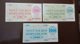 Bosnia si Hertegovina-100,500,1000 dinara 1992 UNC