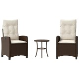 Cumpara ieftin Set bistro cu perne, 3 piese, maro, poliratan