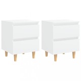 vidaXL Noptiere cu picioare lemn masiv pin, 2 buc., alb, 40x35x50 cm