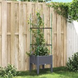 Gossi jardiniera de gradina cu spalier, gri, 40x40x142,5 cm, pp