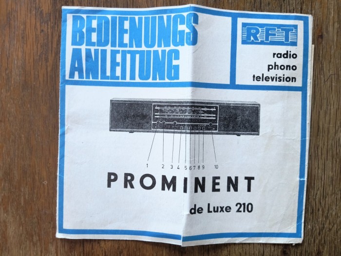 Instructiuni de utilizare radio Prominent fabricat RFT / CD1P