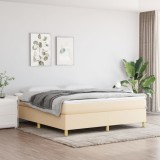 VidaXL Pat box spring cu saltea, crem, 160x200 cm, material textil