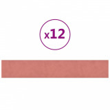 Panouri de perete 12 buc. roz 90x15 cm catifea 1,62 m&sup2;