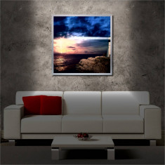 Tablou iluminat LED cu rama metalica Lighthouse (60 x 60 cm) foto