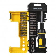 Set 25 bucati biți cu șurubelniță cu clichet ,Topmaster