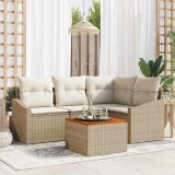 VidaXL Set de Sofa pentru Grădină 5 pcs Bej, alb 55 x 55 x 37 cm