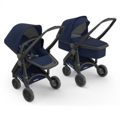 Carucior 2 in 1 Ecologic cu Cadru Negru Blue foto