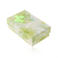Cutie din carton pentru set sau lant,model cu trifoiuri verzi si albe foto