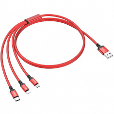 Cablu Incarcare USB - Lightning / USB Type-C / MicroUSB HOCO X14 TIMES, 1 m, Rosu