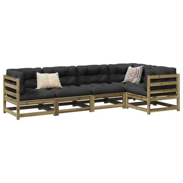Gossi set mobilier de gradina cu perne, 5 piese, lemn de pin tratat