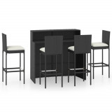 VidaXL Set mobilier bar de grădină cu perne, 5 piese, negru
