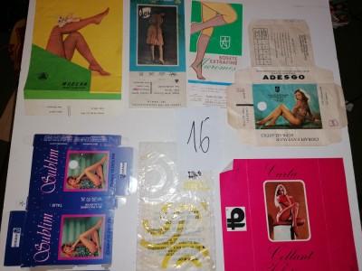 LOT 7 AMBALAJE VECHI CIORAPI / DRES - ROMANESTI / STRAINE - ADESGO ETC - DE COLECTIE foto