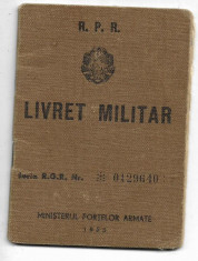 Livret veteran razboi ranit 1944 vanatori munte RPR 1956 foto