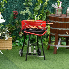 Outsunny barbecue reglabil, 67x51x82cm, negru si rosu