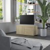 Dulap TV Gossi, Stejar Sonoma, 80x34x36 cm, Lemn Prelucrat, 2 Sertare, 1 Compartiment cu Ușă, Comodă TV Living