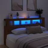 VidaXL Tăblie de pat cu LED, stejar artizanal, 200x18,5x103,5 cm, lemn