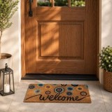 Covoraș pentru trepte cu imprimeu Welcome și model ochi, 60x25 cm, Bej, CMCLASS