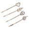 Set Agrafe Păr, Model Floare, Inimă și Oval, Culoare Roz Aurie, 4 Bucăți