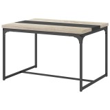HOMCOM Masă de dining pentru 6 persoane, stil industrial &icirc;n metal negru și lemn, dim. 120L x 89l x 75,5H cm | Aosom Romania