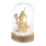 Decoratiune Craciun Om de Zapada sticla lemn cu led 4.5x7 cm