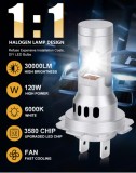 Set 2 becuri led h7 30000 lumeni 120w culoare 6000k plug&amp;play canbus fara eroare !