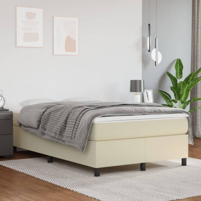 vidaXL Cadru de pat, crem, 120x200 cm, piele ecologică 3121037