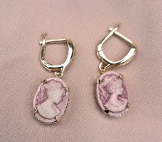 CERCEI CLIPS DIN METAL AURIU USOR, IMITATIE CAMEE foto