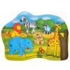 Puzzle Lemn, Animale Jungla, 9 Piese, Dimensiuni 23x17 cm, Multicolor, Oem