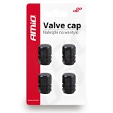 Set 4 capace Amio din aluminiu pentru ventil model hexagon negru