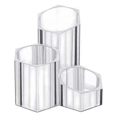 Suport Acrilic Pensule, Model Poligonal, Transparent, 13.5x13.5x12cm, 3 Locuri foto