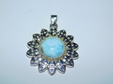Pandantiv argint 925, Republica Dominicana, piatra larimar mare