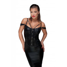 Corset Sexy Material Wetlook si Dantela Extra Bretele S